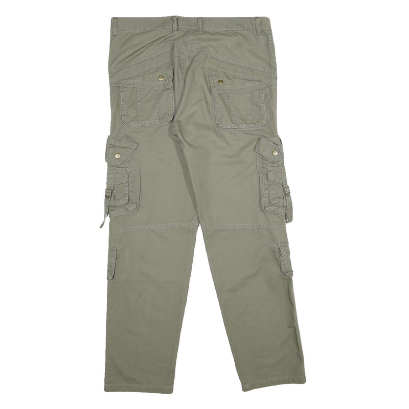 Mens Cotton Cargo Trousers Regular Fit W34 L32 Green Utility Workwear