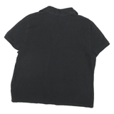 LAUREN RALPH LAUREN Mens Black Cotton Blend Polo Shirt XL V-Neck Embroidered