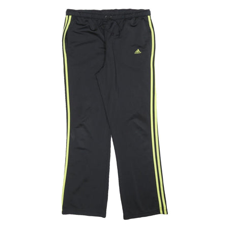ADIDAS Womens Joggers Black & Neon Yellow Slim Tapered UK 18 W36 L32 Sportswear