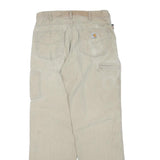 CARHARTT Mens Regular Beige Cotton Blend Zip Trousers W32 L32 Workwear Durable