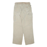 CARHARTT Mens Regular Beige Cotton Blend Zip Trousers W32 L32 Workwear Durable