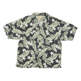 JAMACIA JAXX Mens Black & Green Floral Rayon Shirt XL Tropical Hawaiian Style