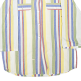 Womens White & Yellow Striped Cotton Blend Shirt L Casual Relaxed Fit Pocket
