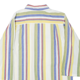 Womens White & Yellow Striped Cotton Blend Shirt L Casual Relaxed Fit Pocket