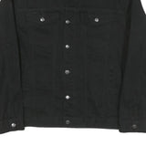 JEANIUS Mens Black Cotton Blend Button Jacket XL Classic Plain Casual Outerwear