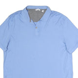 CALVIN KLEIN Mens Blue Short Sleeve Plain Polo Shirt L Cotton Casual