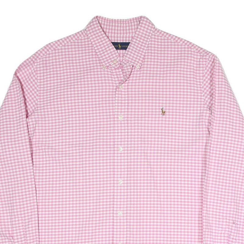 RALPH LAUREN Mens Pink & White Check Shirt XL Long Sleeve Button Collar