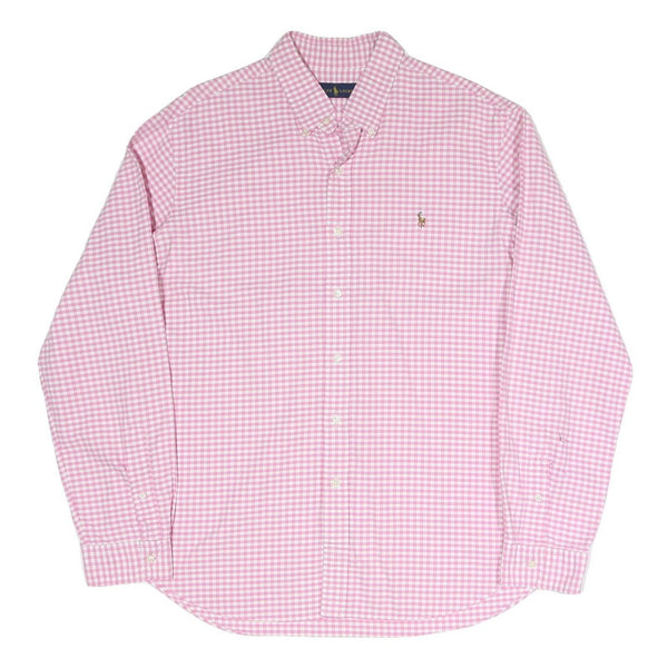 RALPH LAUREN Mens Pink & White Check Shirt XL Long Sleeve Button Collar