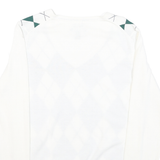 TOMMY HILFIGER Mens White & Green Patterned V Neck Jumper M Classic Cotton Blend