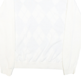TOMMY HILFIGER Mens White & Green Patterned V Neck Jumper M Classic Cotton Blend