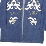PHILIP NOEL Womens Blue Cotton Embellished Jacket XL Denim Pattern Stylish Open