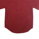 ROUNDTREE & YORKE Mens Red Short Sleeve Shirt L Cotton Casual Button Pocket