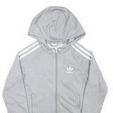 ADIDAS Womens Grey Hoodie UK 6 Cotton Blend Full Zip Sportswear Casual