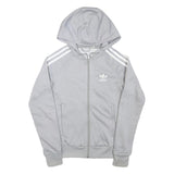 ADIDAS Womens Grey Hoodie UK 6 Cotton Blend Full Zip Sportswear Casual