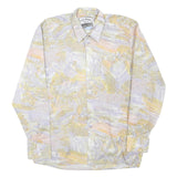 NEW SHIRT COLLECTION Mens Pale Yellow & Cream Abstract Print Shirt L Lightweight