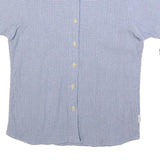 WOOLRICH Womens Blue Check Shirt L Cotton Blend Button Short Sleeve Casual
