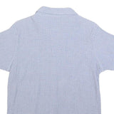 WOOLRICH Womens Blue Check Shirt L Cotton Blend Button Short Sleeve Casual