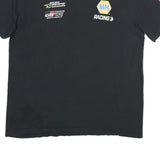 GILDAN Mens Black Racing Logo Cotton T-Shirt XL Short Sleeve Crew Neck