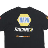 GILDAN Mens Black Racing Logo Cotton T-Shirt XL Short Sleeve Crew Neck