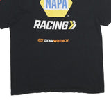 GILDAN Mens Black Racing Logo Cotton T-Shirt XL Short Sleeve Crew Neck