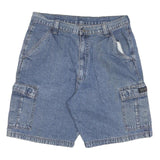 WRANGLER Mens Denim Blue Cargo Shorts L W34 Casual Cotton Blend Workwear