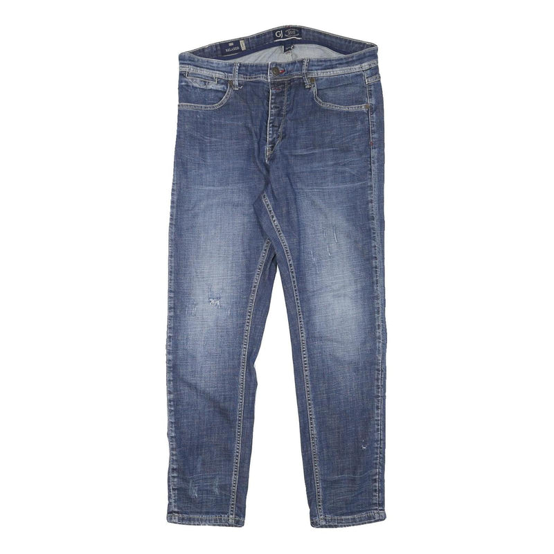 GAUDE JEANS Mens Blue Relaxed Straight Denim Fair W31 L29 Casual Wear