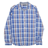 NAUTICA Mens Blue & White Plaid Cotton Shirt L Casual Long Sleeve Button