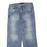 MARU Womens Blue Regular Straight Denim Medium W32 L31 Distressed Zip Jeans