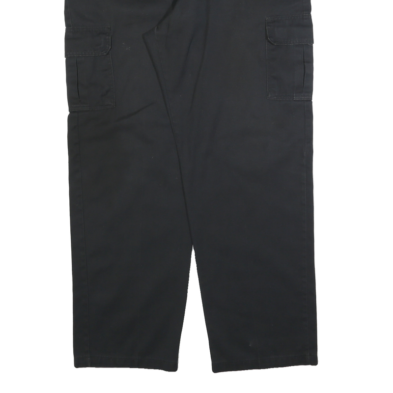 DICKIES Mens Relaxed Black Cargo Trousers W42 L34 Cotton Blend Zip Pocket