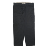 DICKIES Mens Relaxed Black Cargo Trousers W42 L34 Cotton Blend Zip Pocket