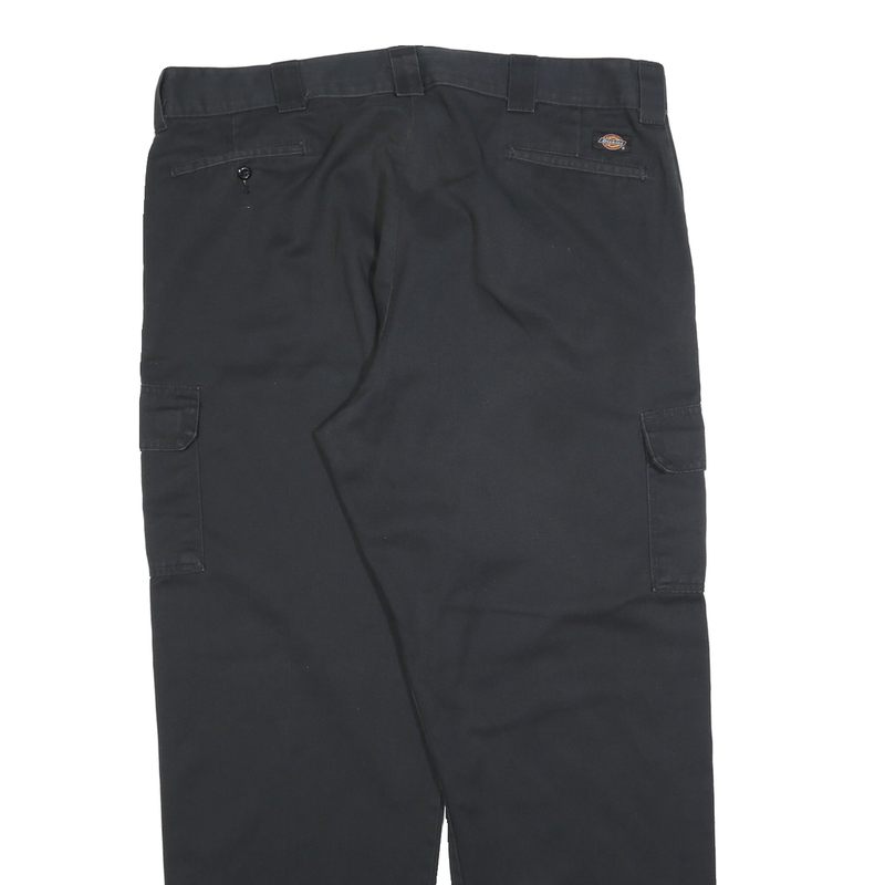 DICKIES Mens Relaxed Black Cargo Trousers W42 L34 Cotton Blend Zip Pocket