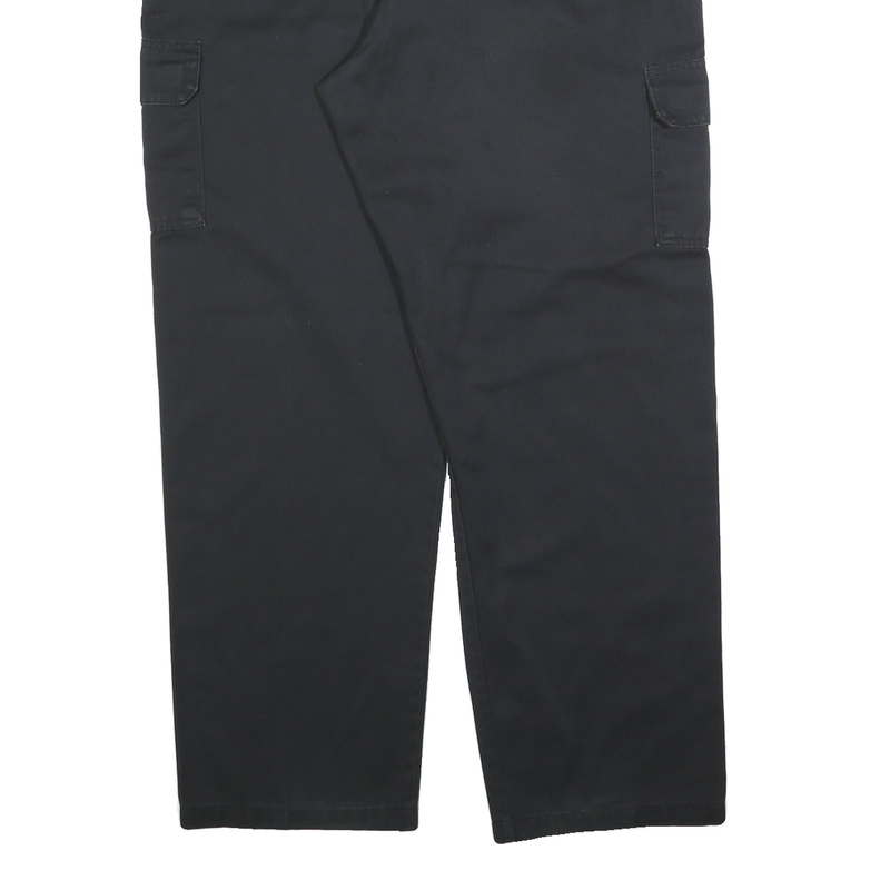 DICKIES Mens Relaxed Black Cargo Trousers W42 L34 Cotton Blend Zip Pocket