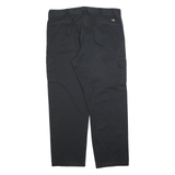 DICKIES Mens Relaxed Black Cargo Trousers W42 L34 Cotton Blend Zip Pocket