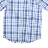 CHAPS Mens Blue & White Checked Button-Down Shirt M Cotton Blend Short Sleeve