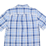 CHAPS Mens Blue & White Checked Button-Down Shirt M Cotton Blend Short Sleeve