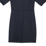 WHISTLES Womens Navy Blue Plain Shift Dress Polyester Blend Short Sleeve S