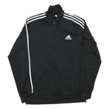 ADIDAS Mens Black & White Track Jacket S Polyester Blend Plain Zip Sportswear