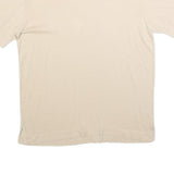 JOAN & DAVID Womens Cream T-Shirt L Short Sleeve Crew Neck Plain Cotton Blend