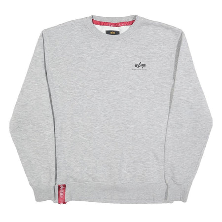 ALPHA INDUSTRIES Mens Grey Crew Neck M Cotton Blend Pullover Sweatshirt