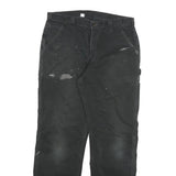 CARHARTT Mens Jeans Black Relaxed Straight Cotton Blend W36 L32 Workwear Zip