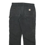 CARHARTT Mens Jeans Black Relaxed Straight Cotton Blend W36 L32 Workwear Zip