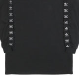 ADIDAS Womens Black Cotton Crew Neck Sweatshirt UK 8 Logo Taped Sleeves