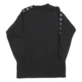 ADIDAS Womens Black Cotton Crew Neck Sweatshirt UK 8 Logo Taped Sleeves