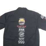 DICKIES Mens Black Ranger Road Printed Cotton Blend Short Sleeve Shirt L