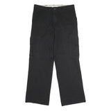DICKIES Mens Polyester Blend Black Regular Cargo Trousers W34 L32 Workwear Zip