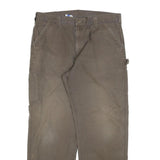 CARHARTT Mens Cotton Blend Brown Relaxed Straight Trousers W38 L32 Workwear