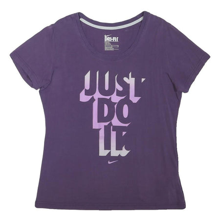 NIKE Womens Purple Graphic T-Shirt XL Short Sleeve Crew Neck Just Do It