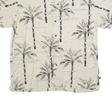 NEWPORT BLUE Mens Cream Palm Tree Print Shirt L Summer Casual Beachwear