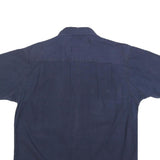 FORECAST Mens Navy Blue Cotton Blend Short Sleeve Shirt L Button Front Casual