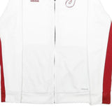 ADIDAS Womens White & Red Logo Zip Jacket M Polyester Sportswear Fitness